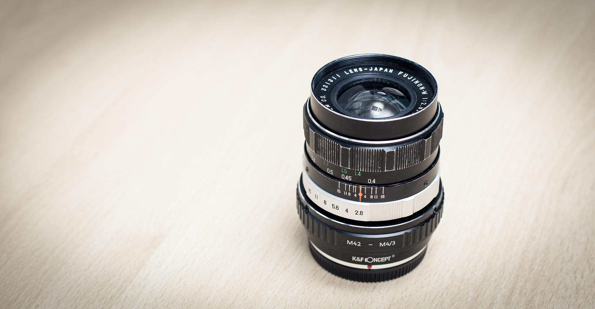 M42 zu MFT Adapter am Fujinon-W 1:2.8/35